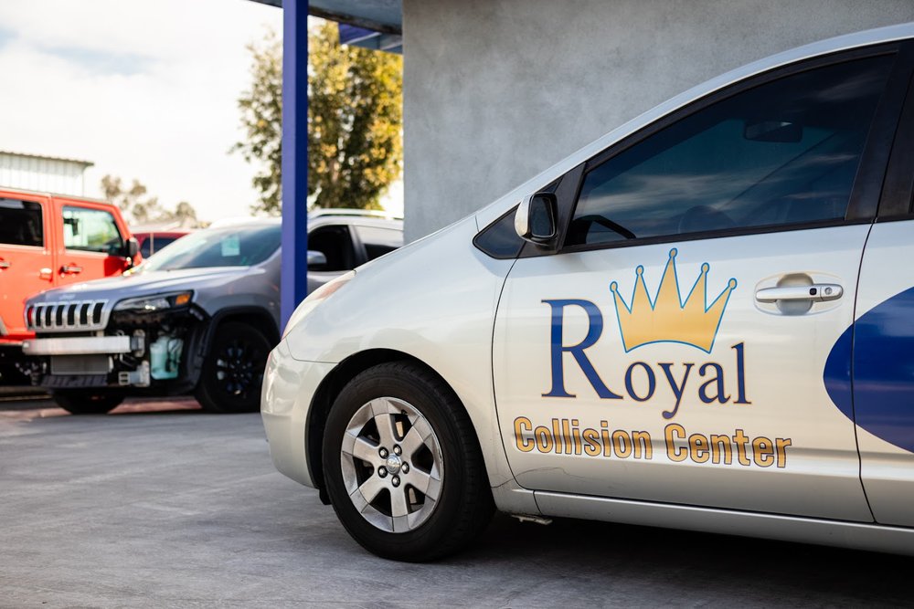 Auto body panel repair at Royal Collision Center, Fontana, CA